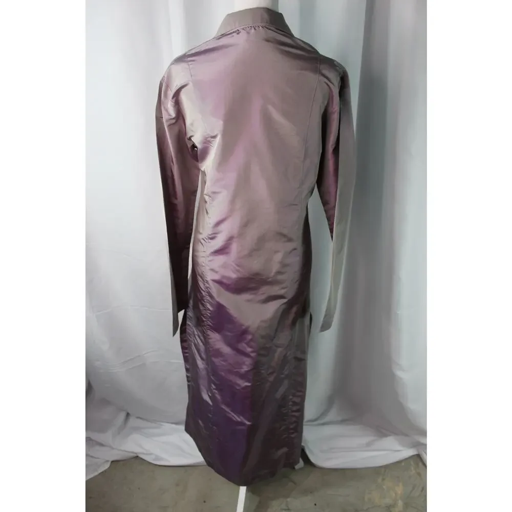 VTG Y2K 90s Base coat dress iridescent purple gray 100% silk taffeta M cyber - Picture 3 of 7